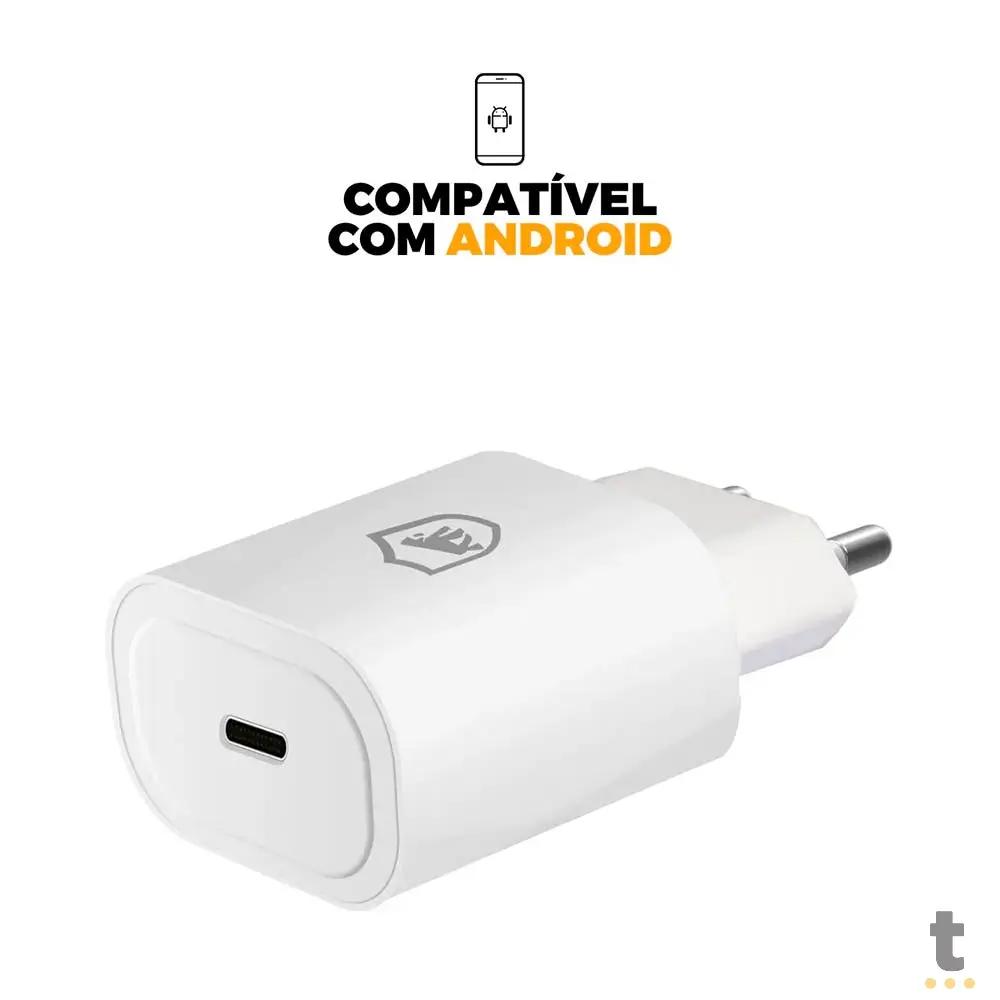 Carregador de Parede Usb Tipo C Turbo GShield QC 3.0 Até 25W Branco - GS-6032 Truedata